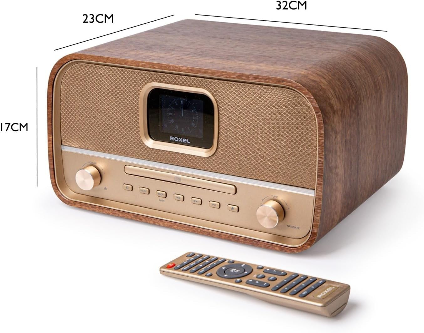 Retro HiFi CD Player DAB DAB+ Bluetooth 40W FM Radio USB Walnut