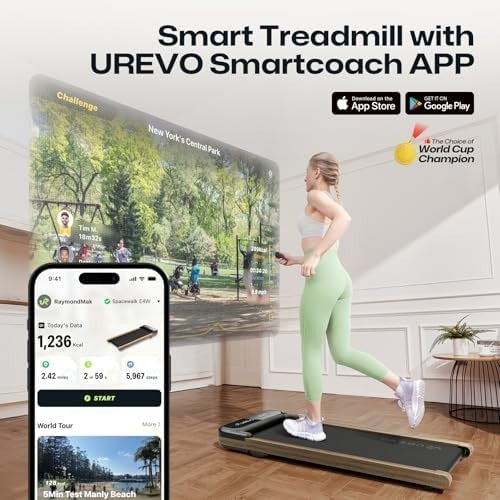 Wooden Under Desk Treadmill Walking Pad 1-6km/h Home Office