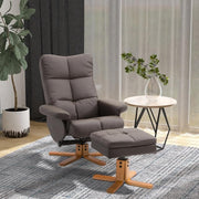 Swivel Recliner Chair & Footstool Faux Leather Lounge Set with Ottoman Storage