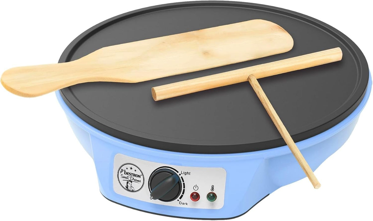 12" Electric Crepe Pancake Maker 1000W Non-Stick Plate Adjustable Temp Blue