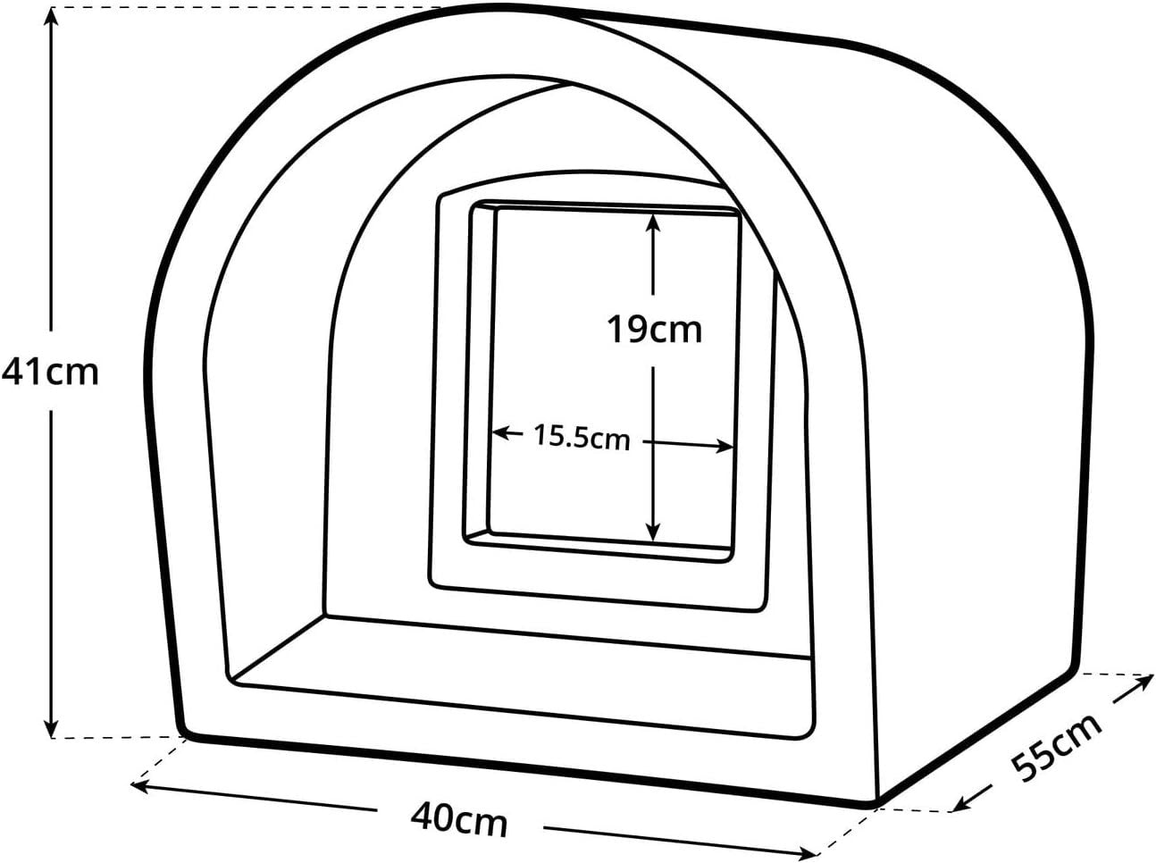 Waterproof Outdoor Cat Shelter Kennel 55x40x41cm Weatherproof Plastic
