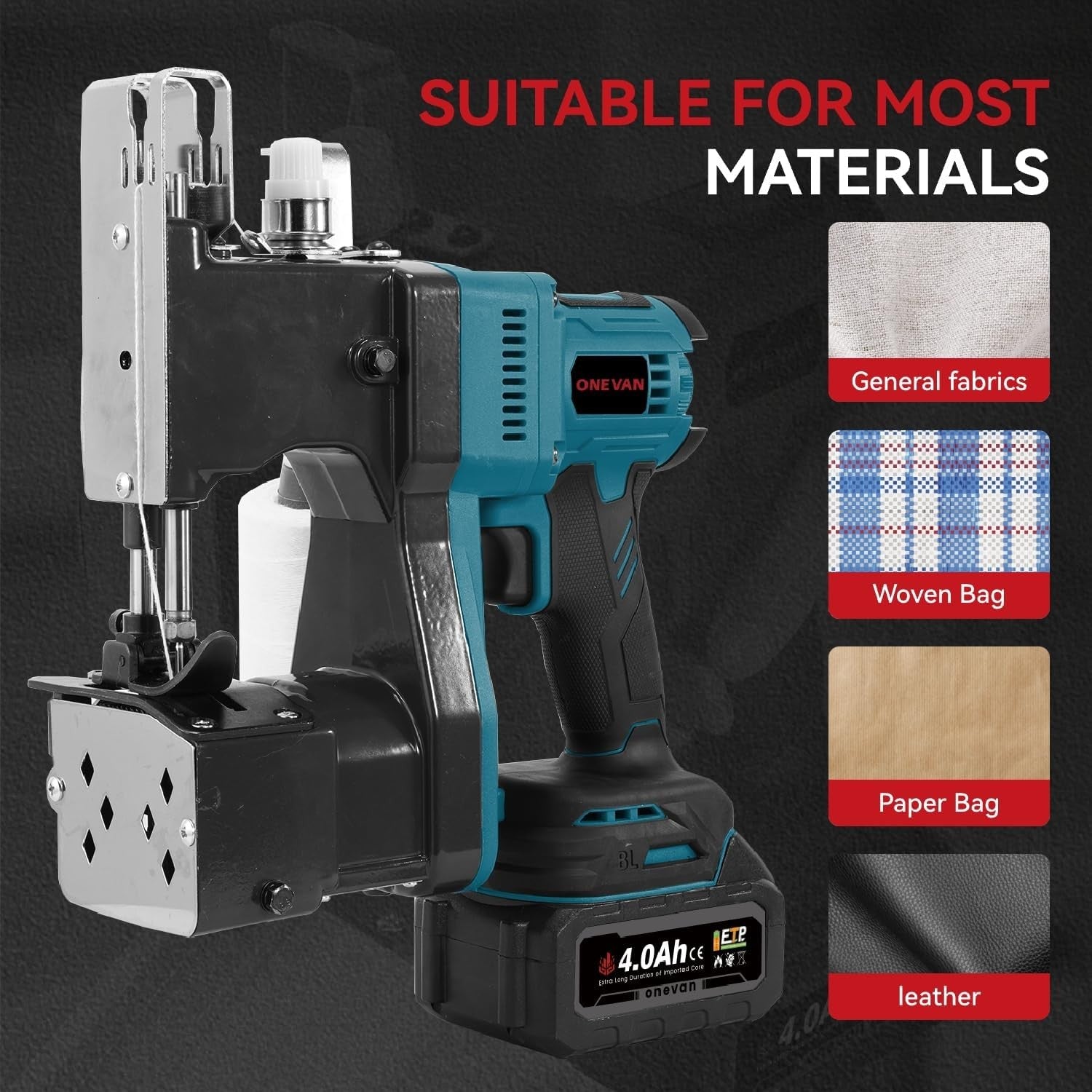 Cordless Bag Closer Sewing Machine Portable Sack Stitcher 0.2–6mm
