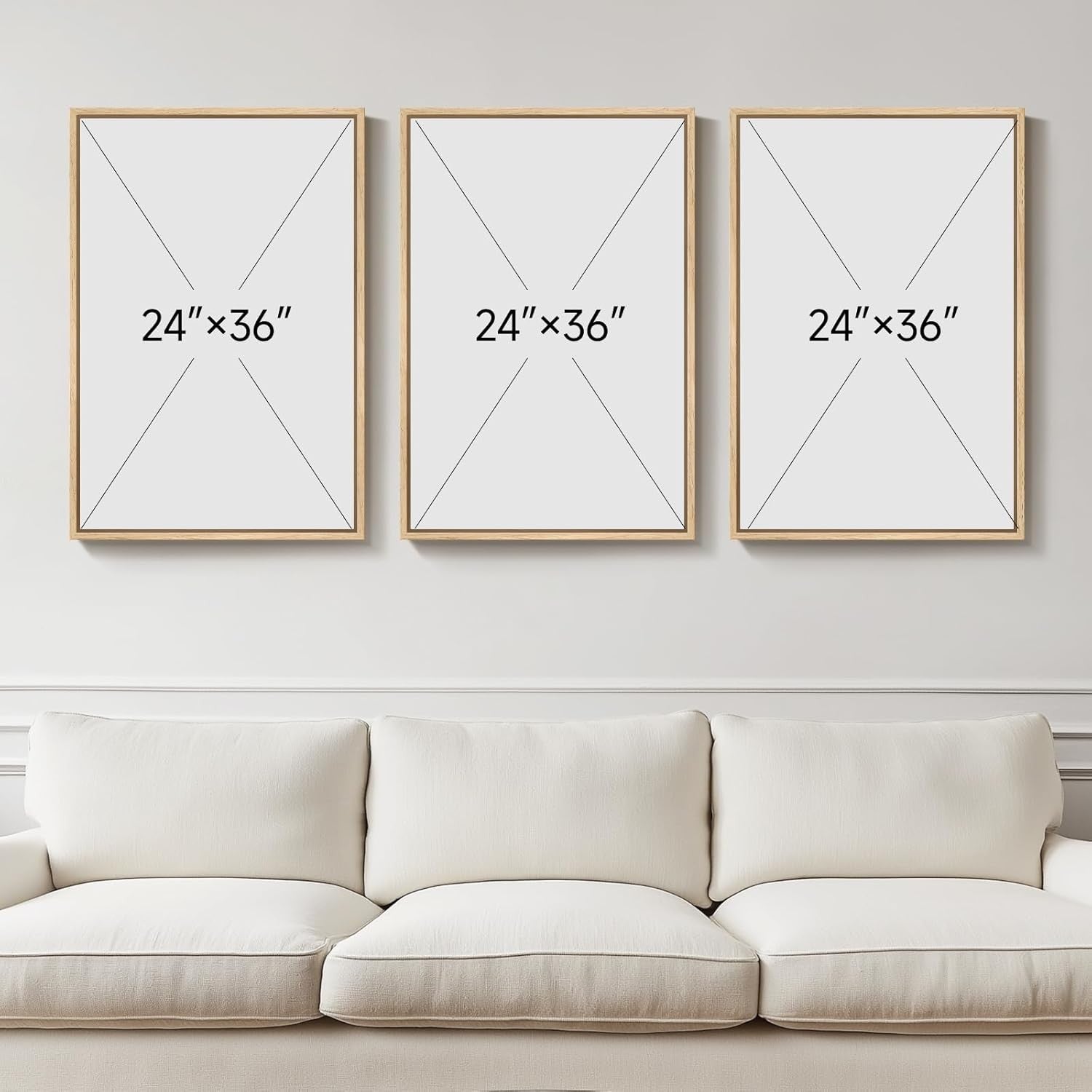 Large Framed Forest Canvas Wall Art Set 3 Nordic 24x36in