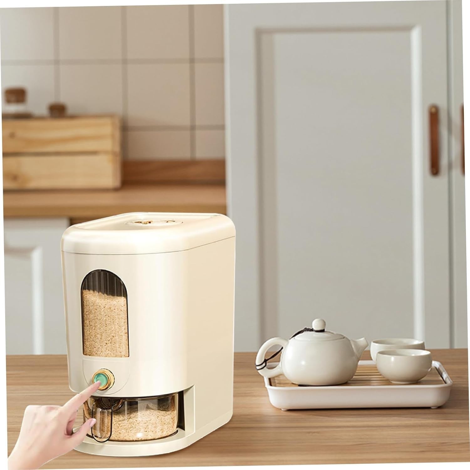 11lb Rice Dispenser Sealed Grain Storage Container with Measuring Cup