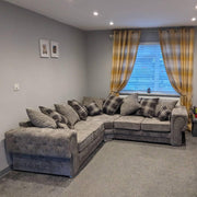 Luxury Grey 2C2 Corner Sofa - Comfy Scatter Back 5 Seater Modular Couch