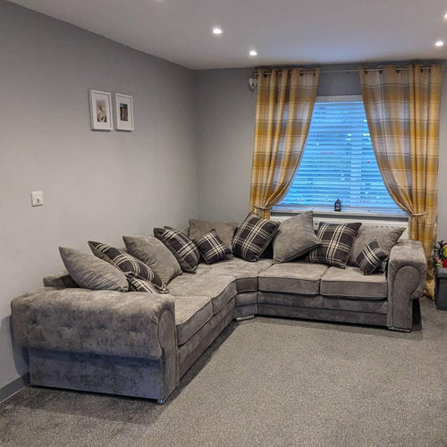 Luxury Grey 2C2 Corner Sofa - Comfy Scatter Back 5 Seater Modular Couch