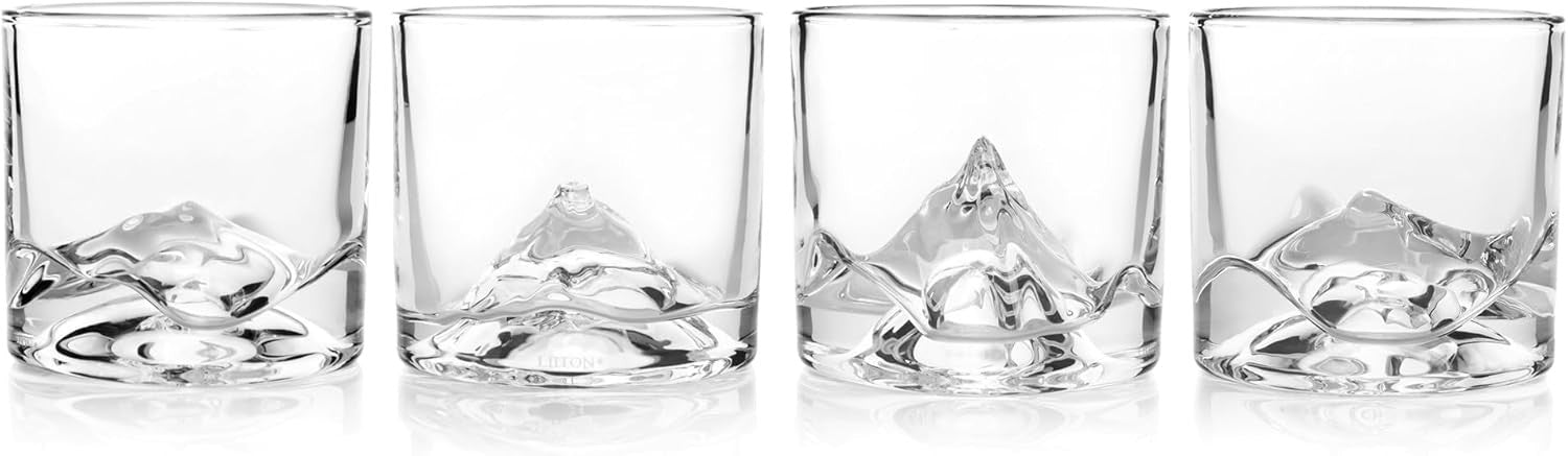 Mountain Peaks Whiskey Glasses Set of 4 – 250ml Freeze-Chill Crystal Tumblers