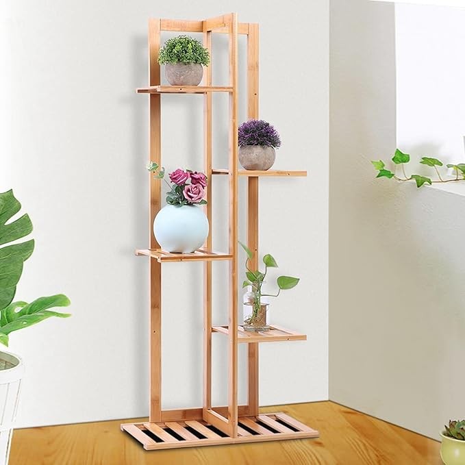 Bamboo Plant Stand Ladder Shelf Indoor Outdoor Flower Pot Display Rack