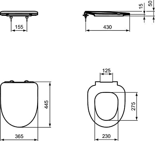 Connect E Toilet Seat Round White | Stainless Steel Hinges | Ideal Standard