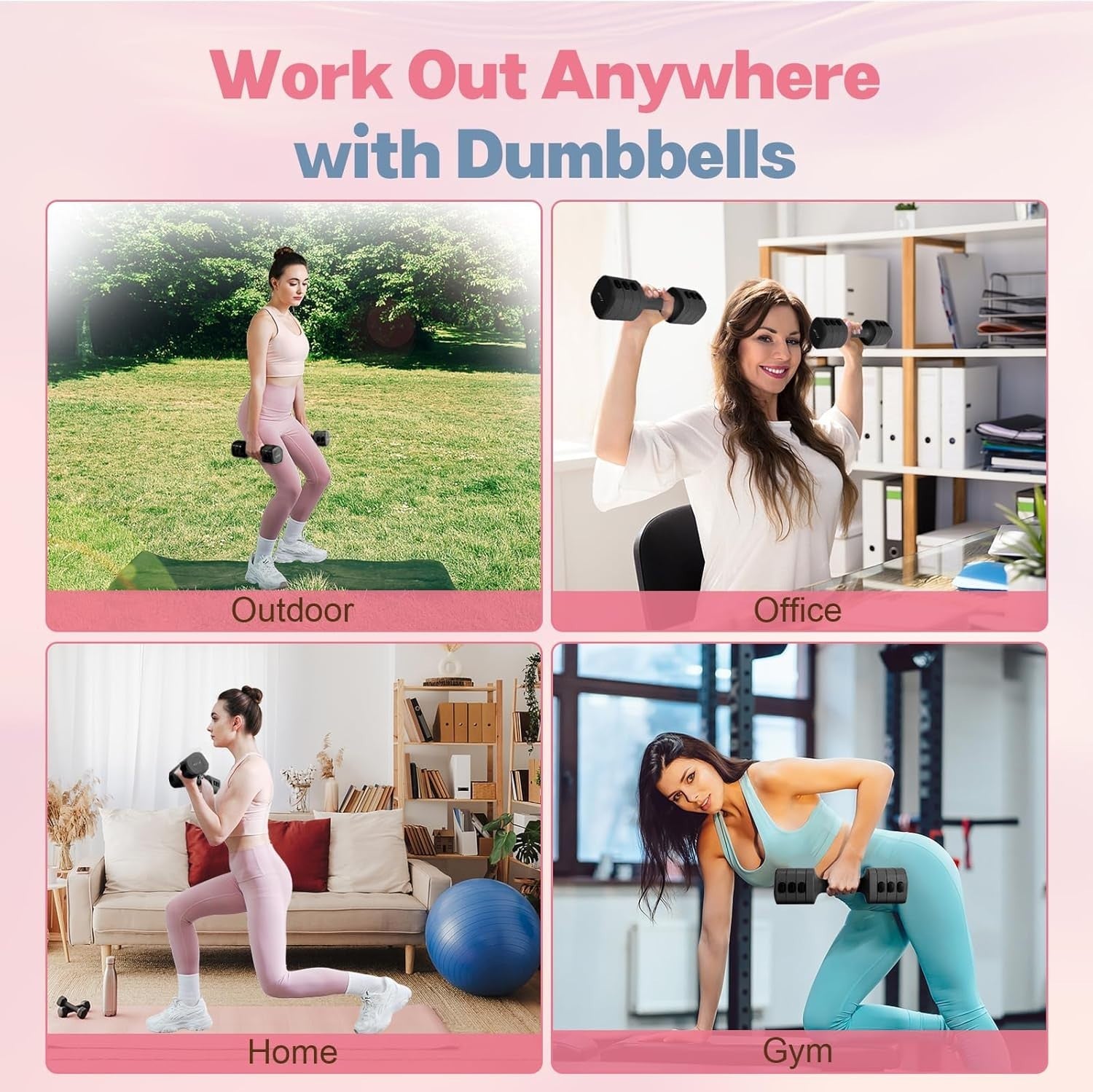 4-in-1 Fast Adjust Dumbbell Set 2–5.5LB Each Non-Slip Home Gym Weights