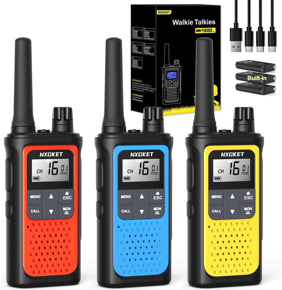 PMR446 Walkie Talkies 3 Pack Long Range 5KM Rechargeable VOX Radio