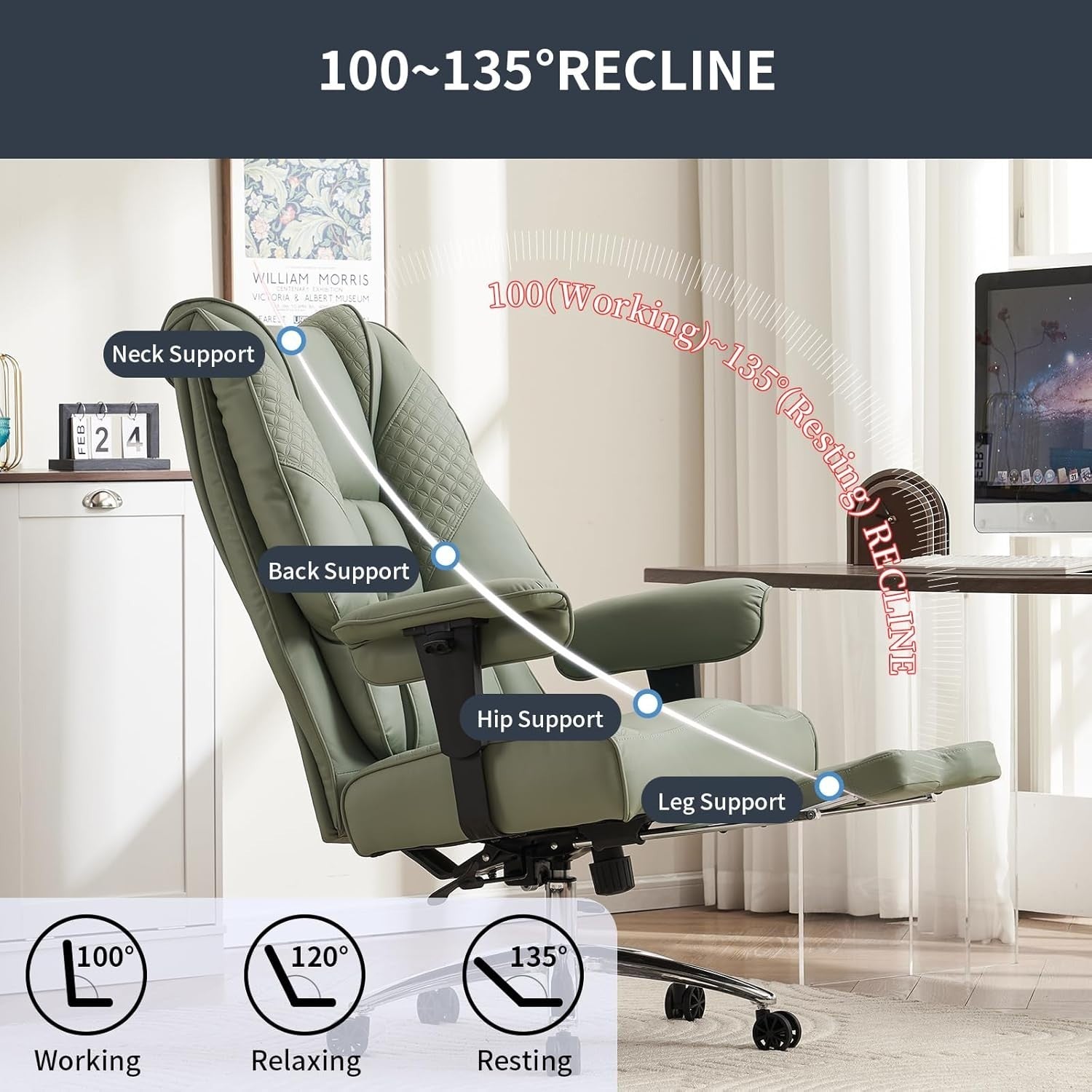 Oversized Office Chair Big & Tall Faux Leather Heavy Duty 400lb Capacity Swivel