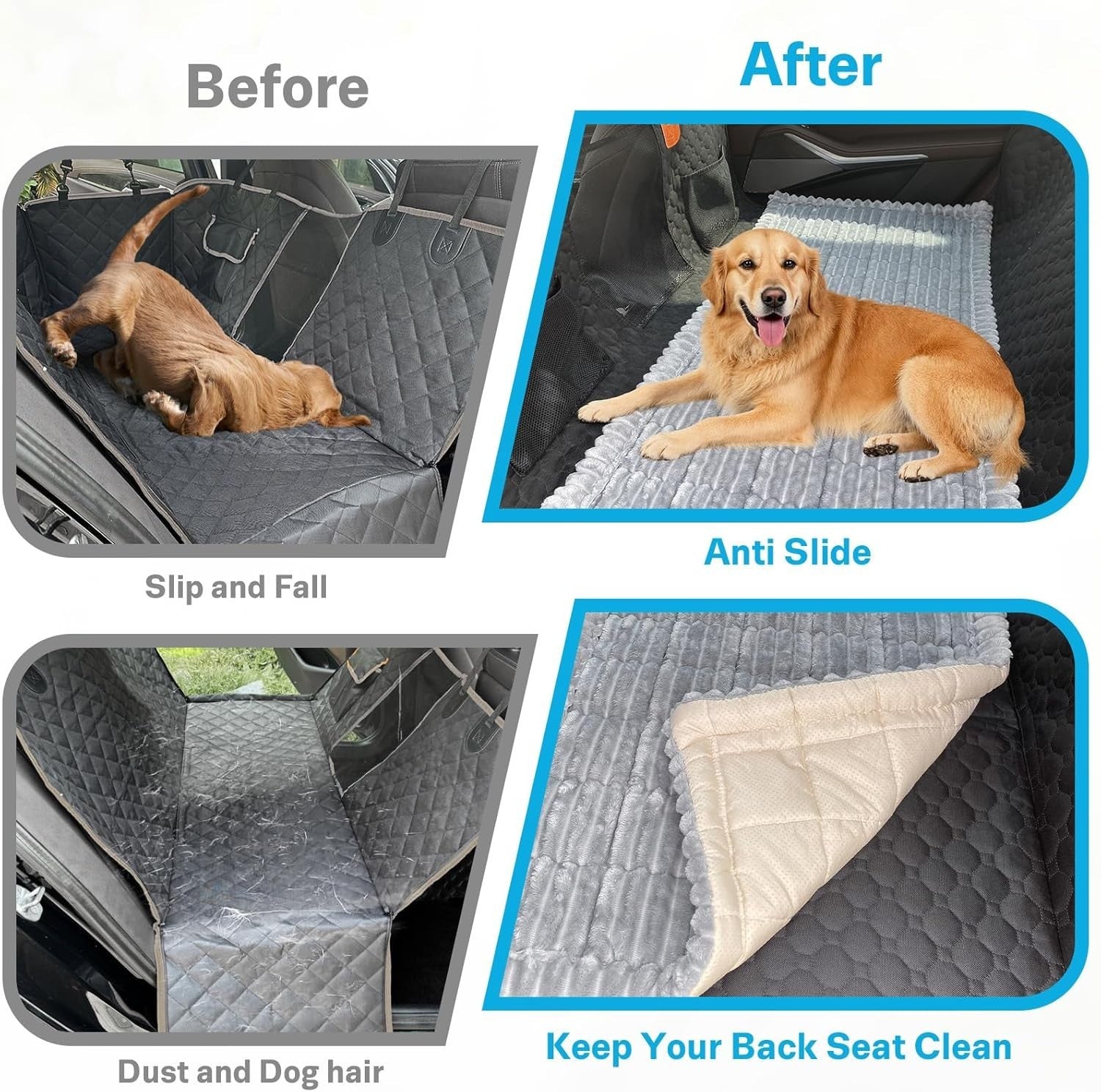 Dog Car Back Seat Bed Mat Non Slip Travel Pet Blanket 138x63cm
