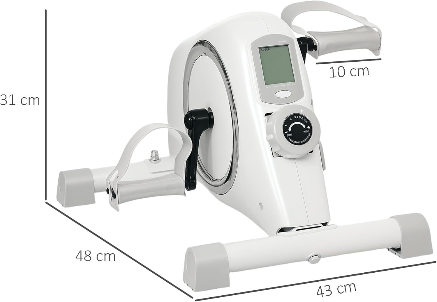 Mini Under Desk Exercise Bike 8-Level Magnetic Pedal Trainer LCD Compact White