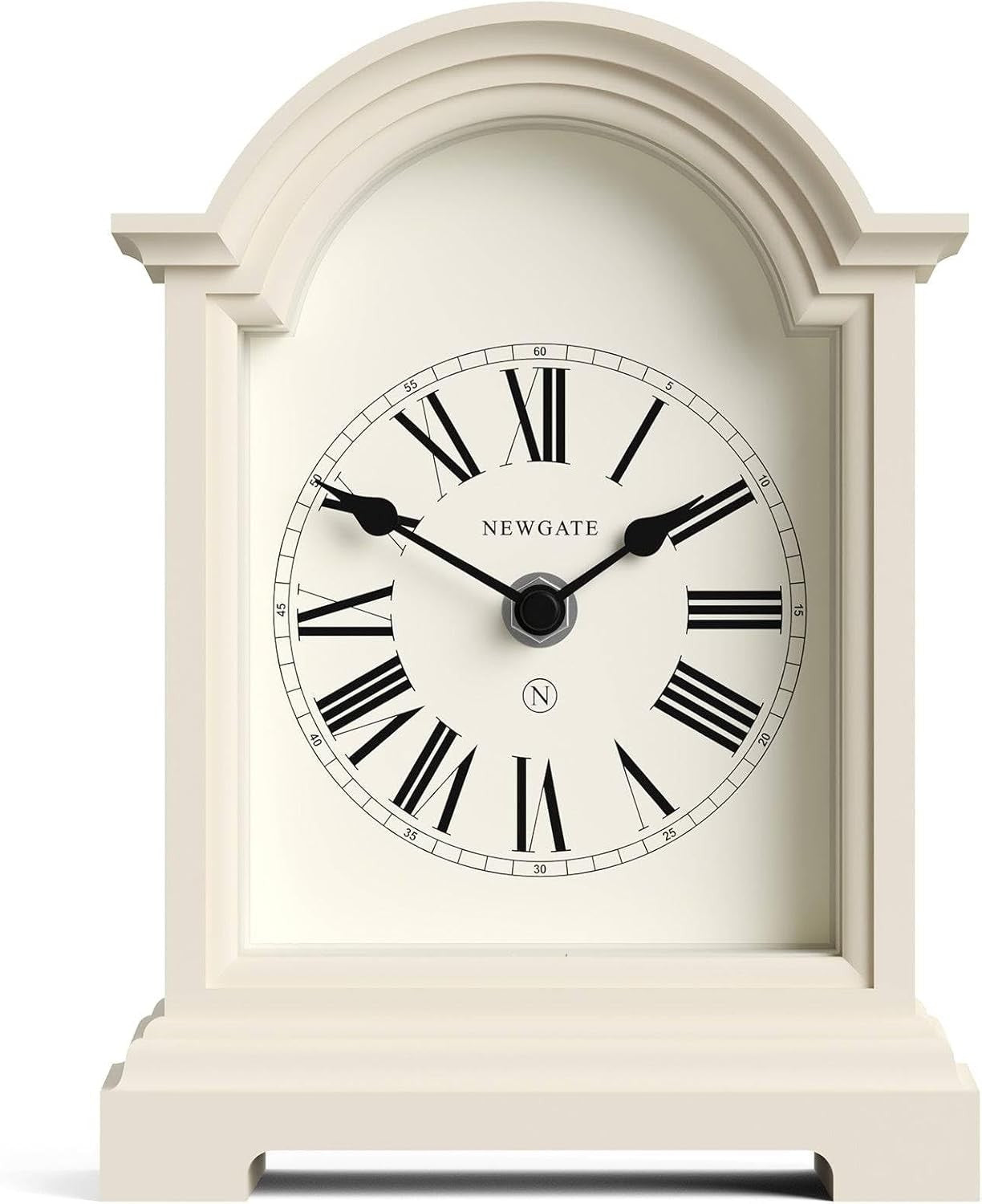 Mantel Clock Classic Arch Roman Numerals Silent Desk Shelf Vanilla Cream