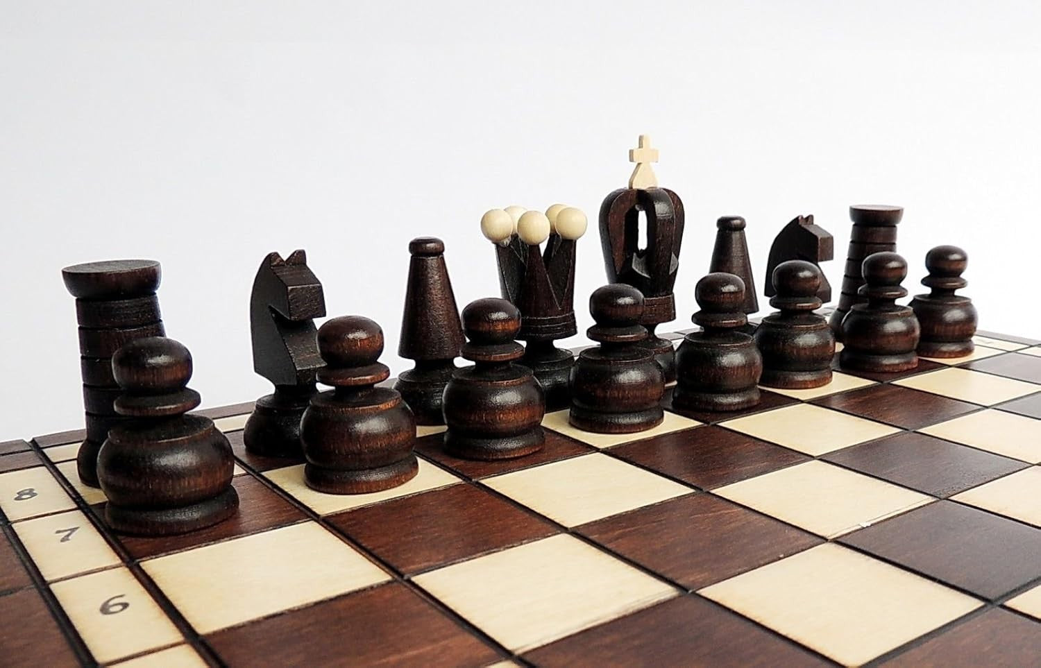 31cm Wooden Travel Chess Set with Red Felt | Portable Board & Handcrafted Pieces