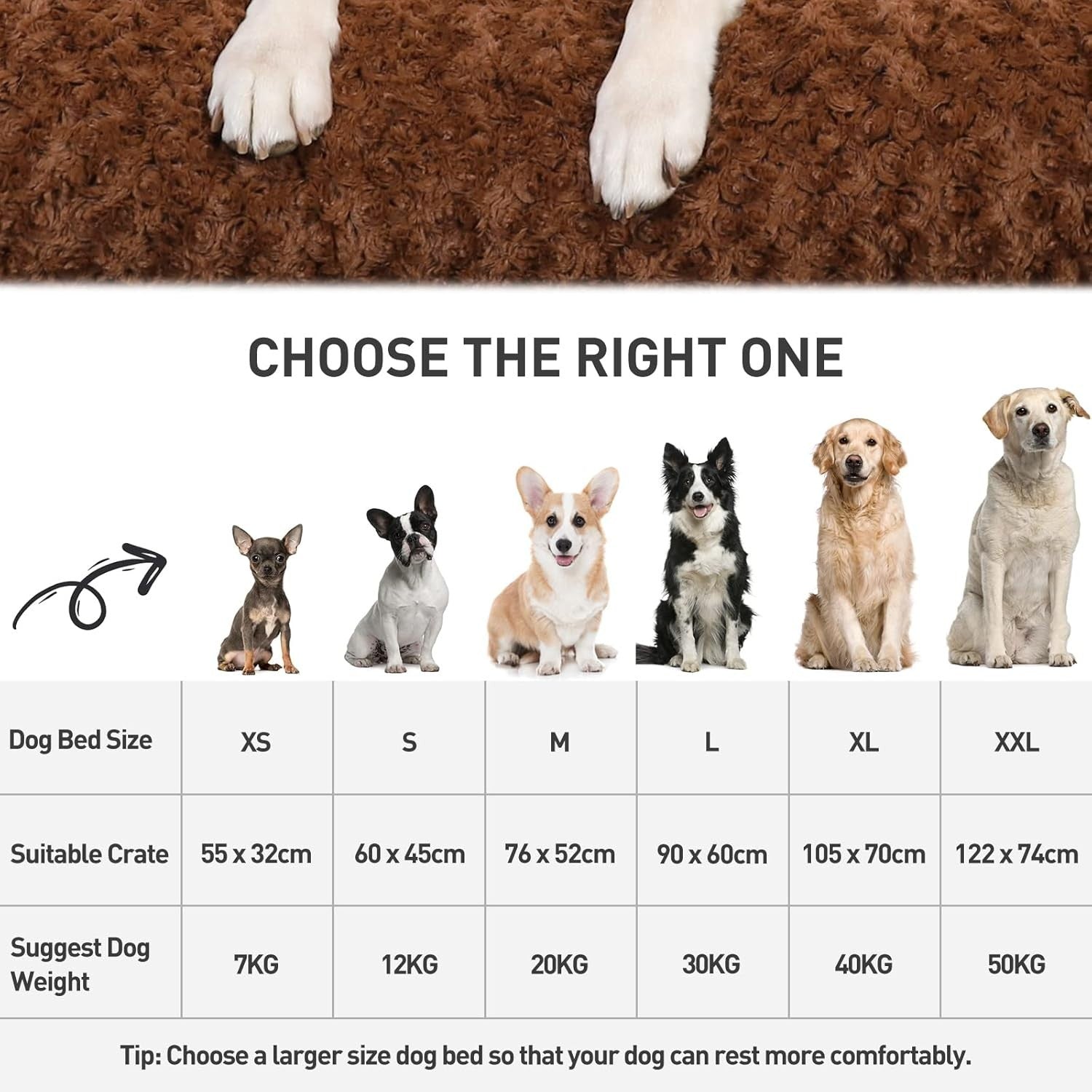 XXL Fluffy Anti Anxiety Dog Bed Crate Mattress 122x74x10cm