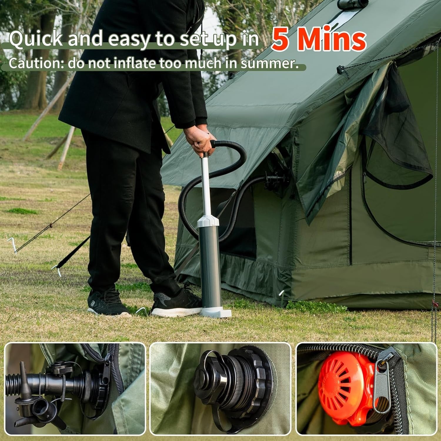 WaldWander Inflatable Camping Tent 4-12 Person Waterproof Oxford