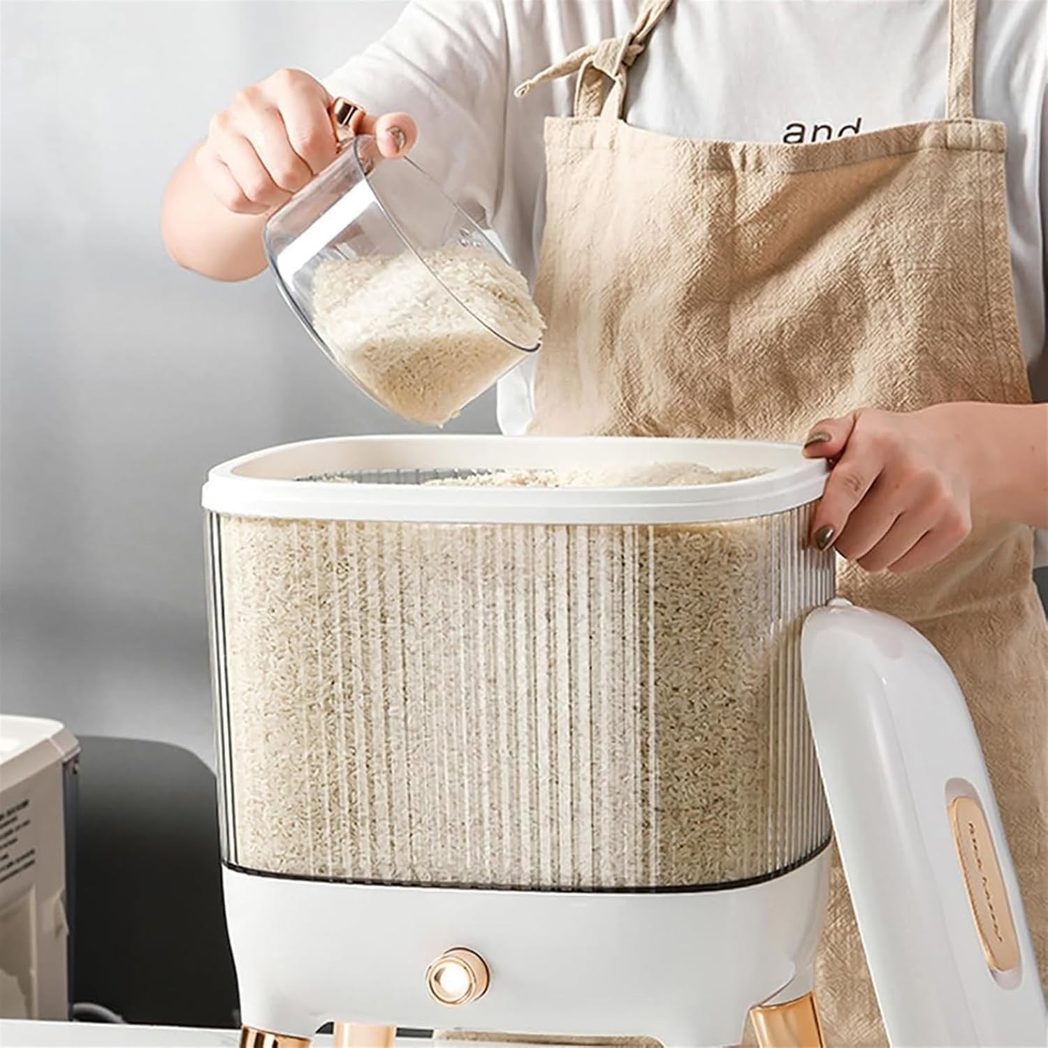 10KG Rice Dispenser Airtight Grain Storage Container Transparent Bin
