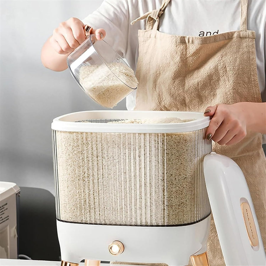 10KG Rice Dispenser Airtight Grain Storage Container Transparent Bin