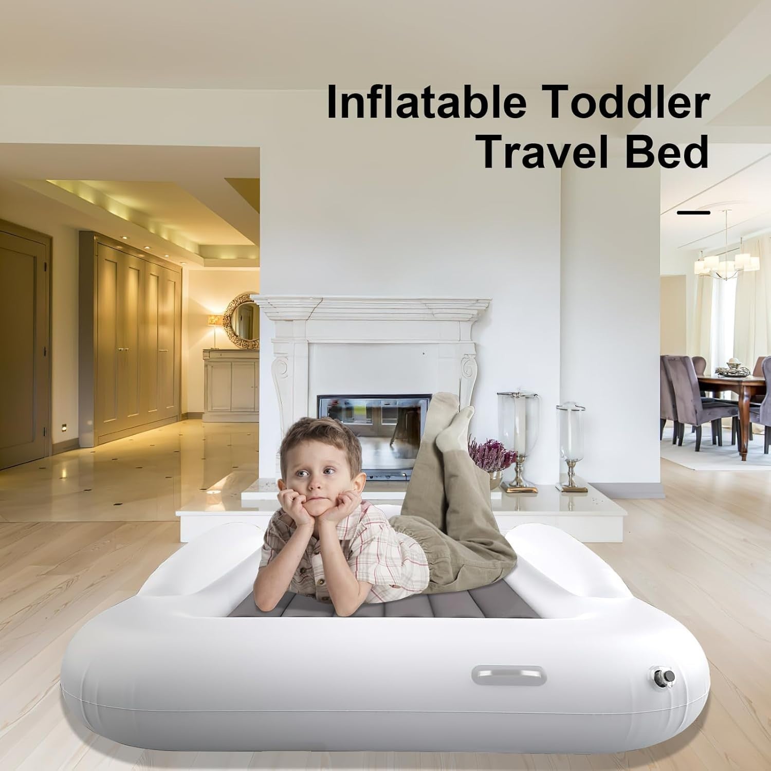 Inflatable Toddler Travel Bed w/ Safety Sides Electric Pump Portable