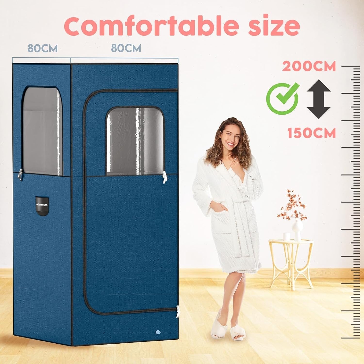 Full-Size Blue Steam Sauna Tent – 2.6L Steamer, Chair, Remote & Massager