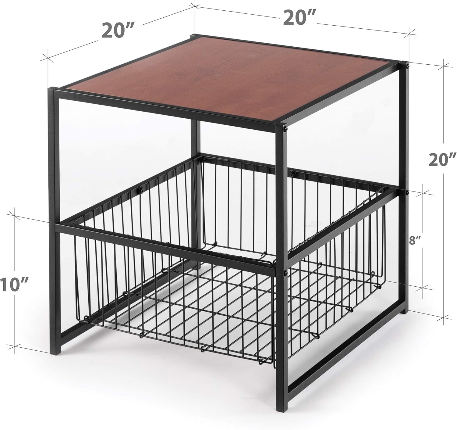 Square Side Table 51x51x51 cm | Nightstand & End Table w/ Shelf