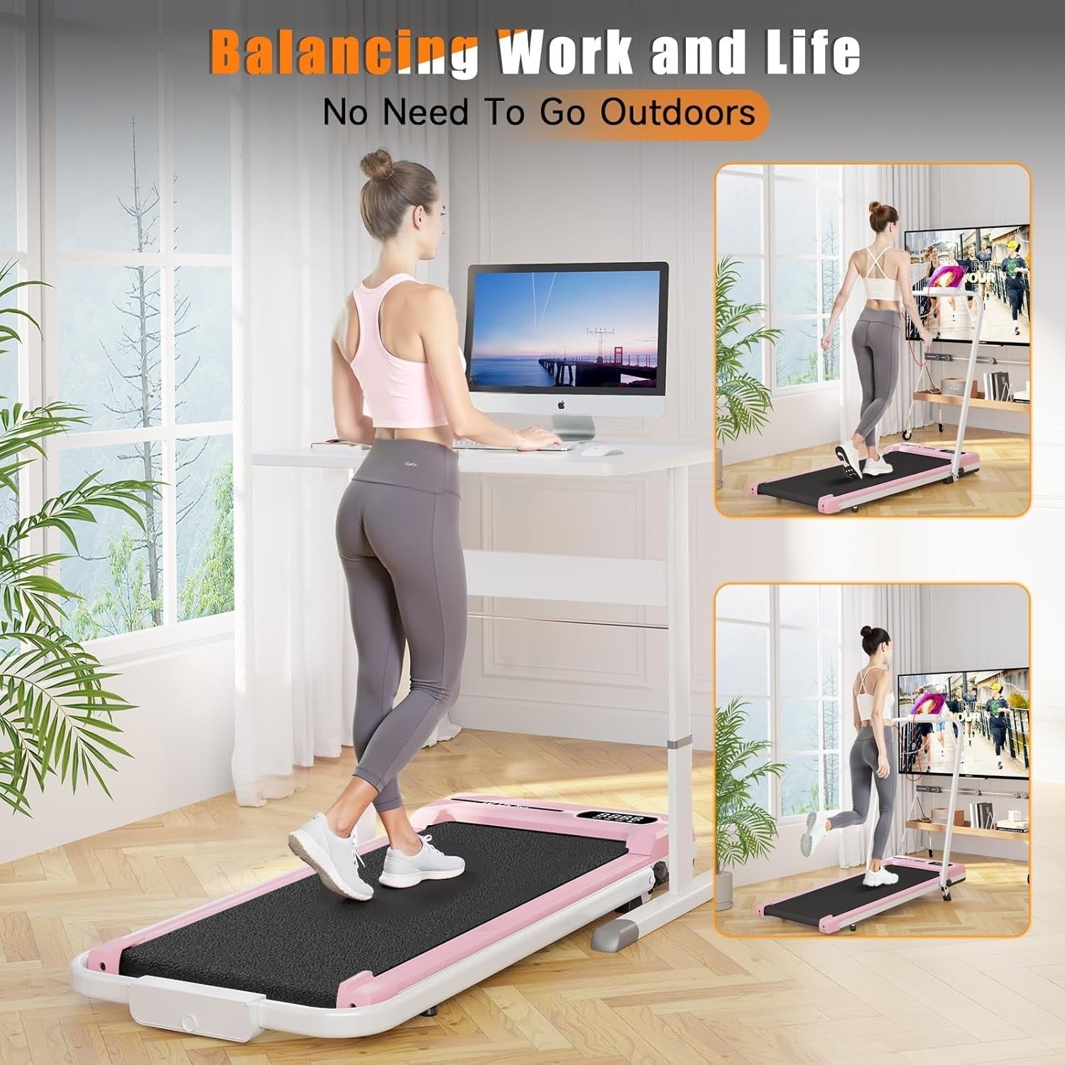 Foldable Incline Walking Treadmill 8KM/H Ultra Quiet Home Gym Under Desk