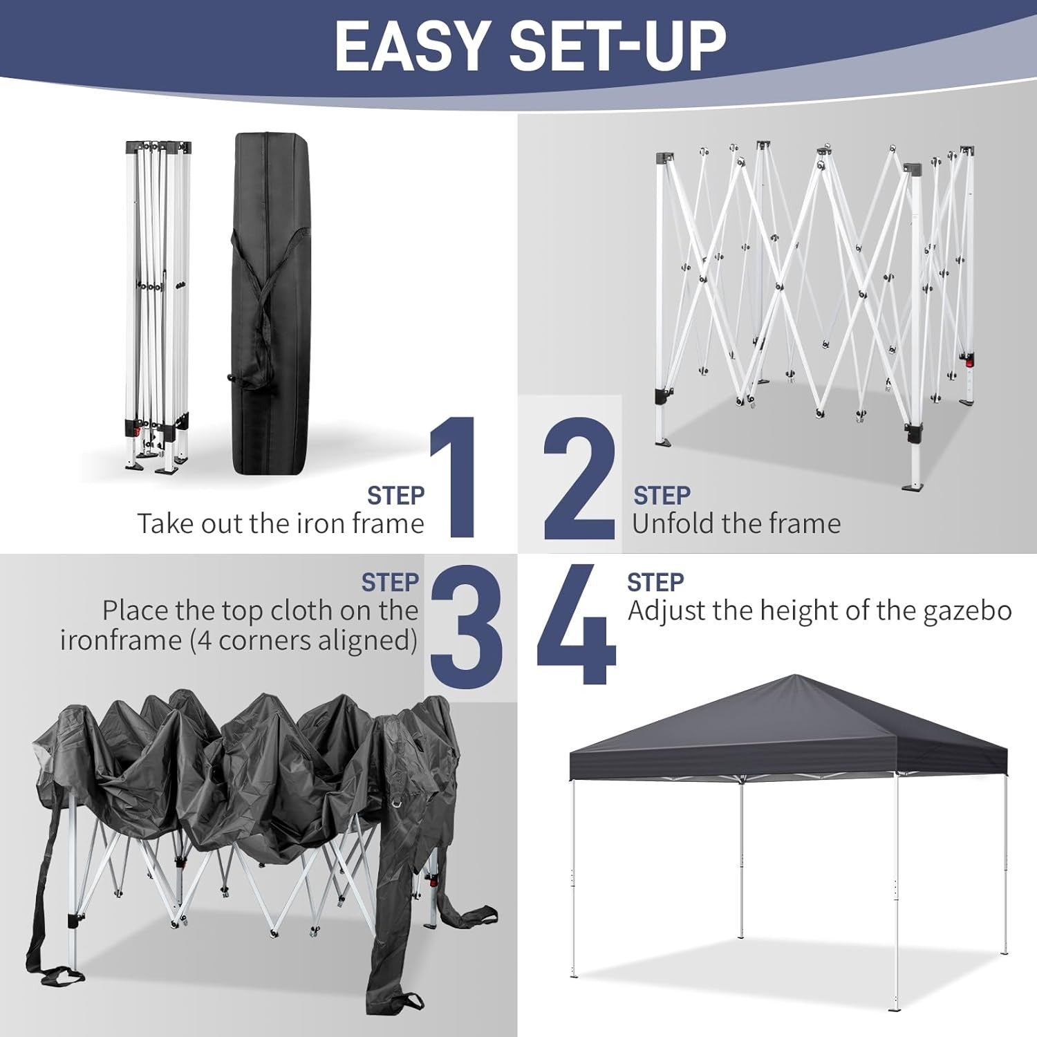 3x3M Pop Up Gazebo With Sides Mosquito Net Waterproof Garden Party Tent