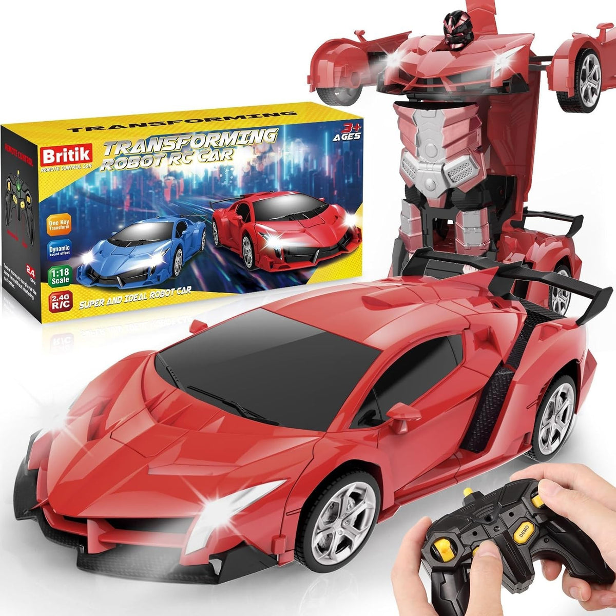 2-in-1 RC Transforming Robot Car 360° Flip Remote Control Toy for Kids 3–8