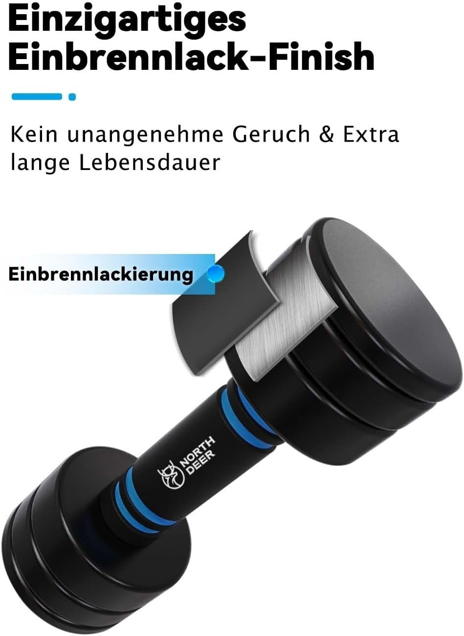 Slim Steel Adjustable Dumbbells 10KG Pair Space-Saving Foam Grip
