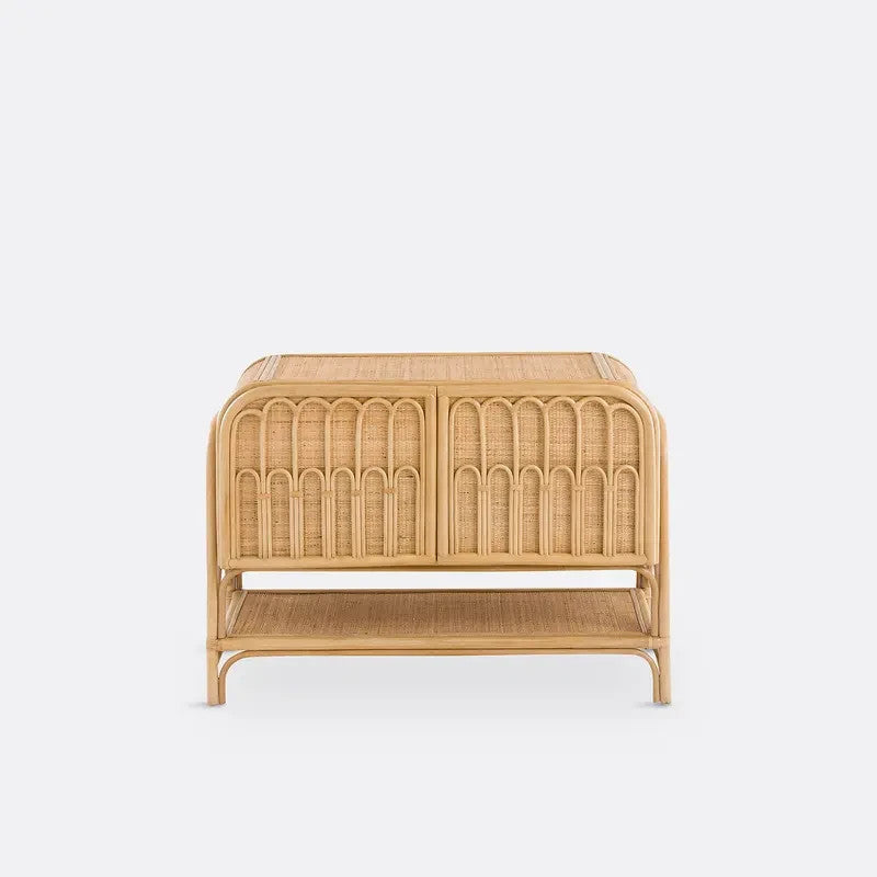Malu Rattan Cane Sideboard – 114cm Mid-Century Storage Unit for Hallway
