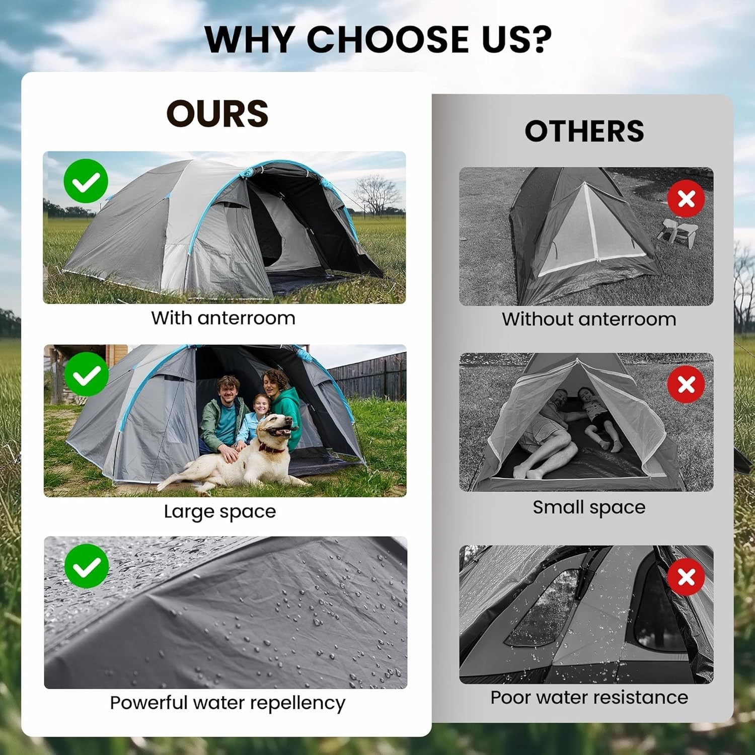 4 Person Dome Camping Tent Waterproof Lightweight Family
