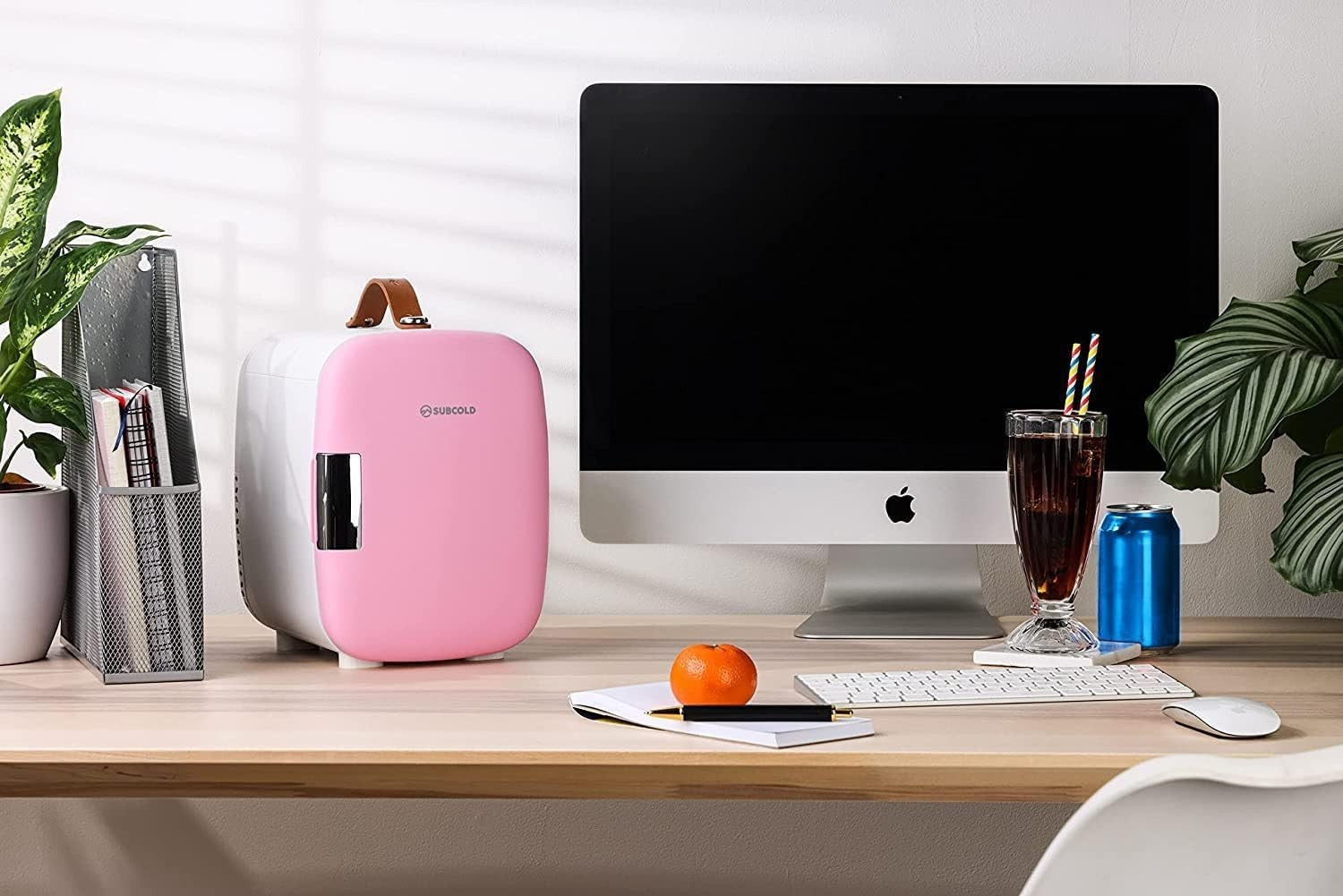 Portable 4L Mini Fridge Small Cooler for Office Bedroom Car Travel Pink