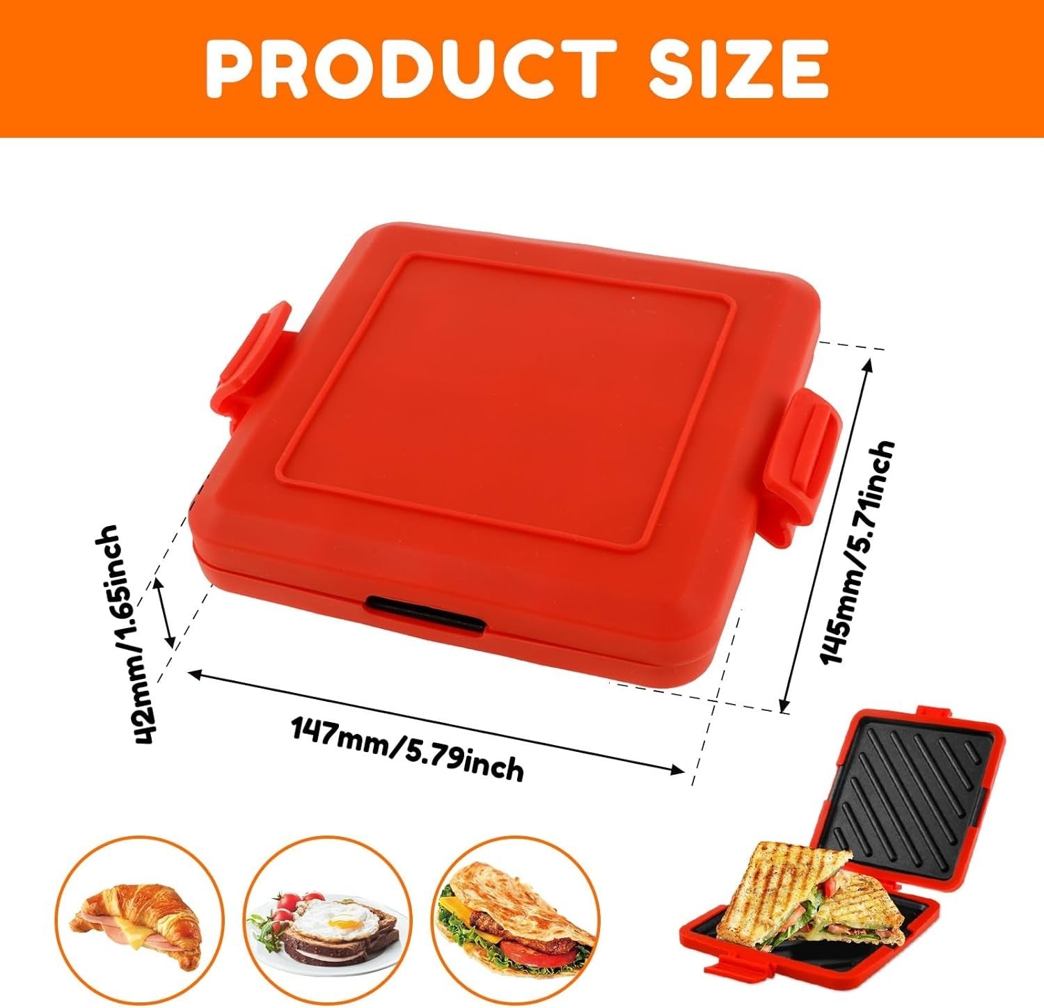 Microwave Toastie Sandwich Maker Silicone Non-Stick Heatwave Technology Red