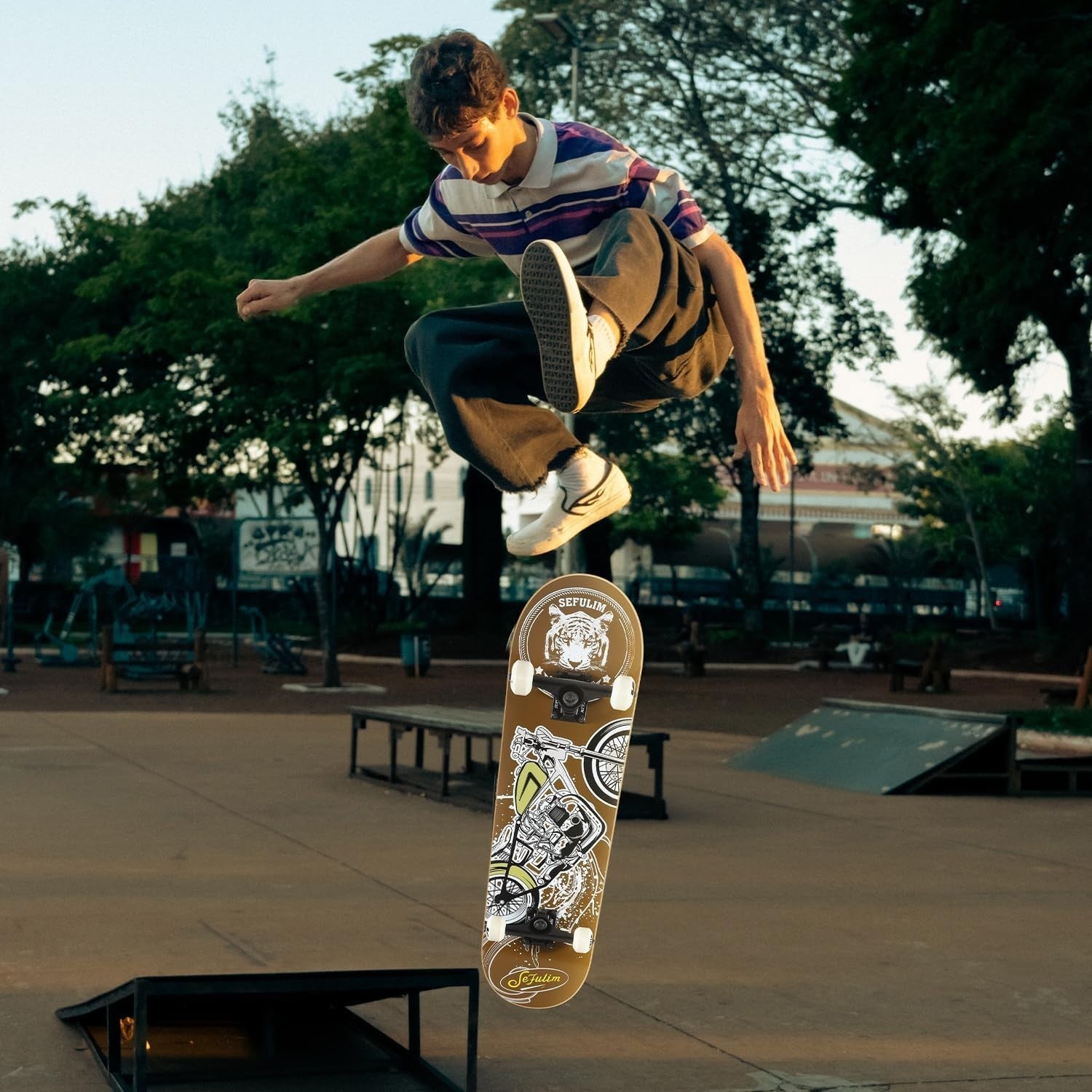 31" Complete Skateboard Maple Double Kick Street Board ABEC-7 Teens Adults