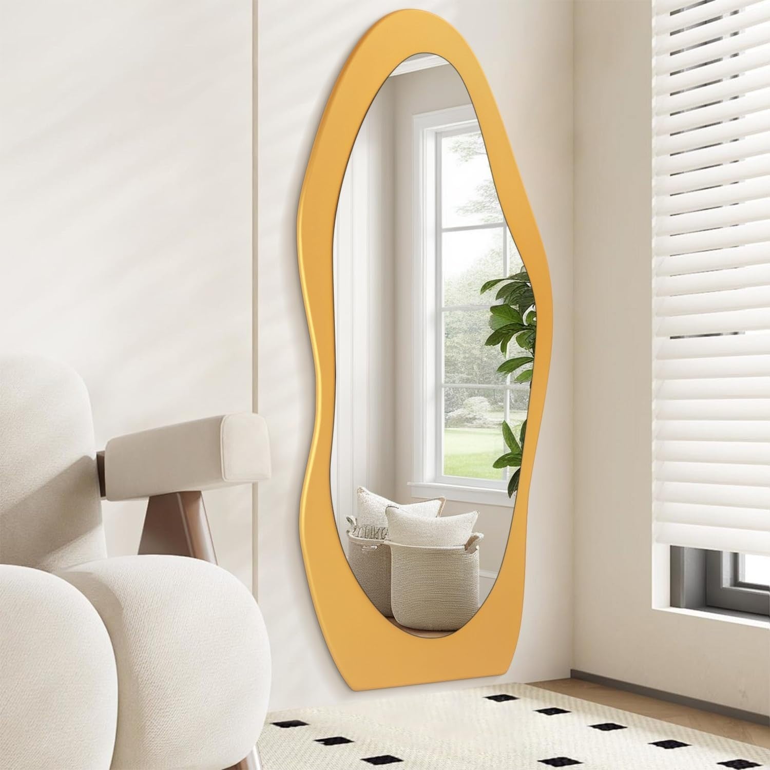 Full Length Golden Wood Frame Mirror 150x60cm - Wall or Floor Use