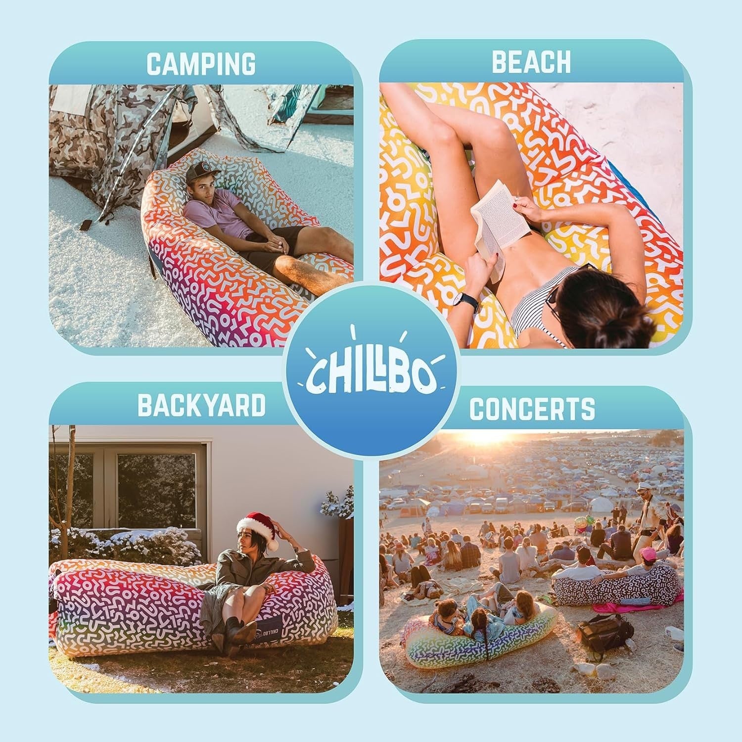 Inflatable Air Lounger Sofa Rainbow Lightweight Camping Hammock No Pump