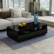 Black Gloss Coffee Table with 4 Drawers Storage Modern 85x55x35cm