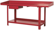 Steel Workbench 2m with Lockable Drawer 900kg Capacity Heavy Duty Red
