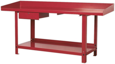 Steel Workbench 2m with Lockable Drawer 900kg Capacity Heavy Duty Red