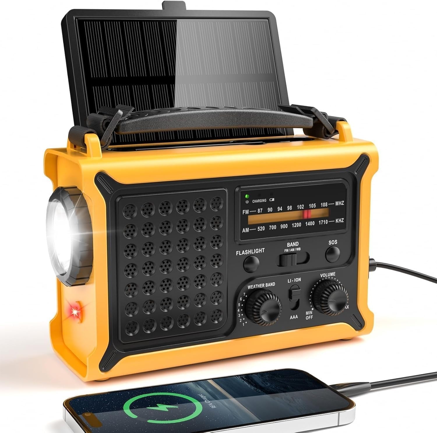 Emergency Solar Hand Crank Radio 12000mAh Battery & SOS Flashlight