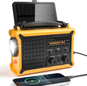 Emergency Solar Hand Crank Radio 12000mAh Battery & SOS Flashlight