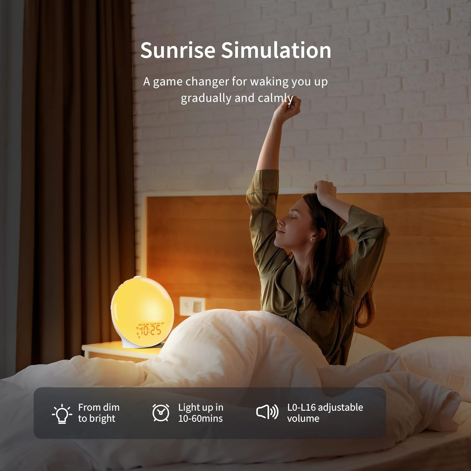 Sunrise Alarm Clock Wake Up Light FM Radio Dual Alarm Sleep Aid LED