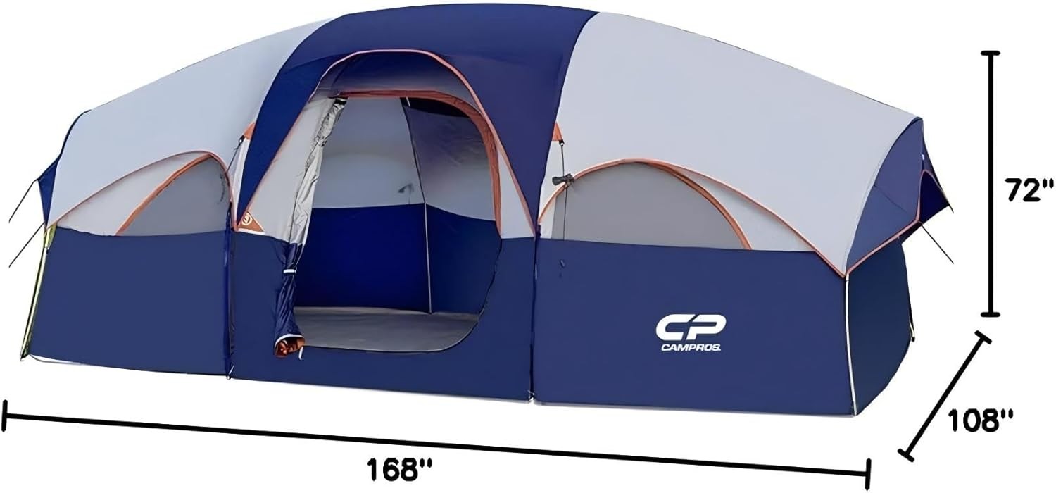 8 Person Camping Tent Waterproof Family Dome w/ 5 Windows