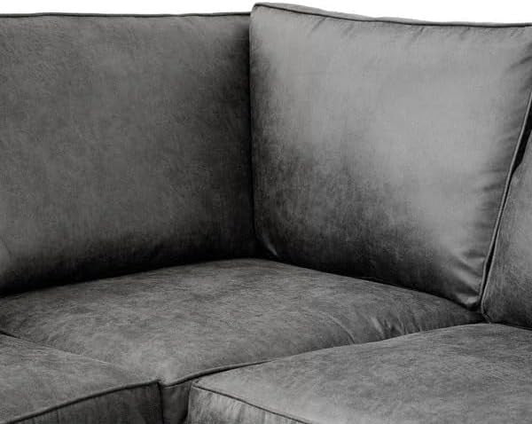 Leather 2C2 Corner Sofa High Back Black 5 Seater Modern L Shape Settee
