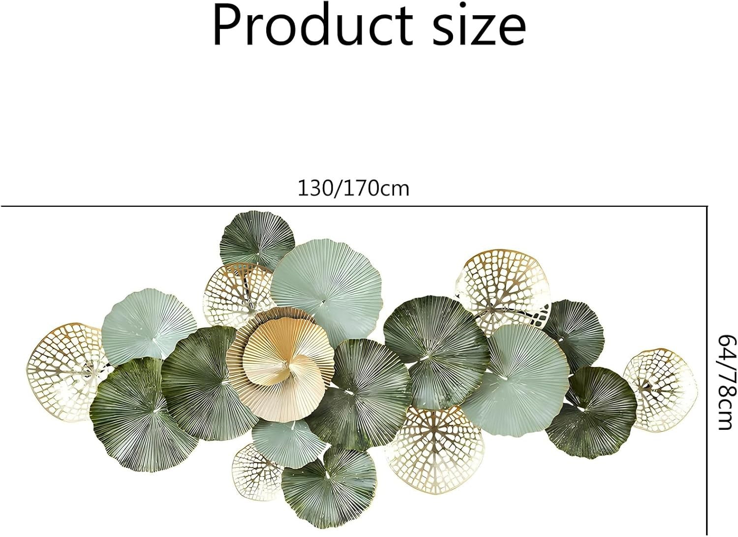 Large Lotus Leaf Metal Wall Art 3D Green 130x67cm Decor