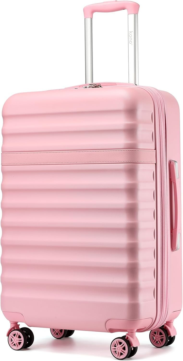 24'' Pink Expandable Check In Suitcase ABS PC Hard Shell TSA Spinner