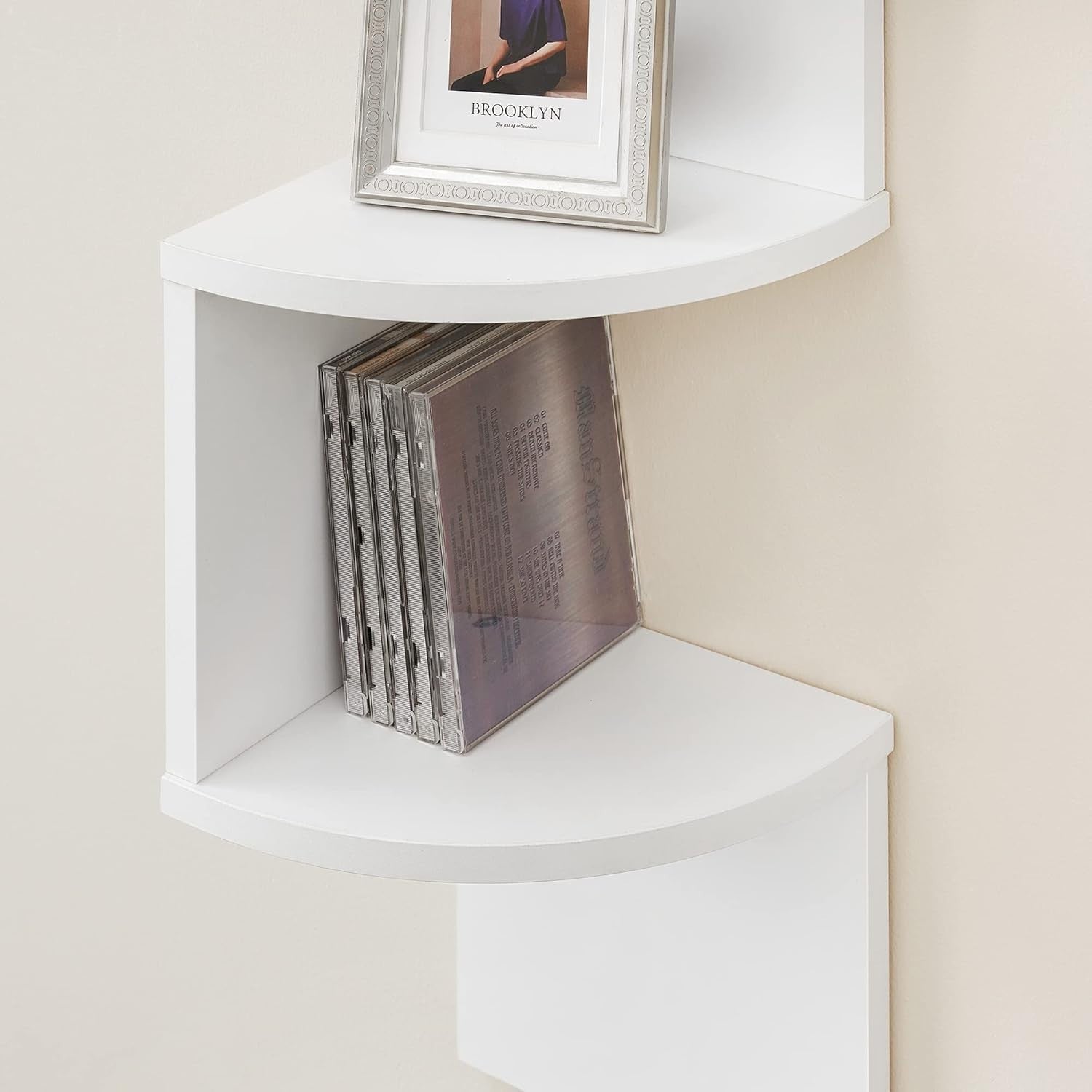 5 Tier Corner Wall Shelf White Floating Zigzag Display Unit 126cm