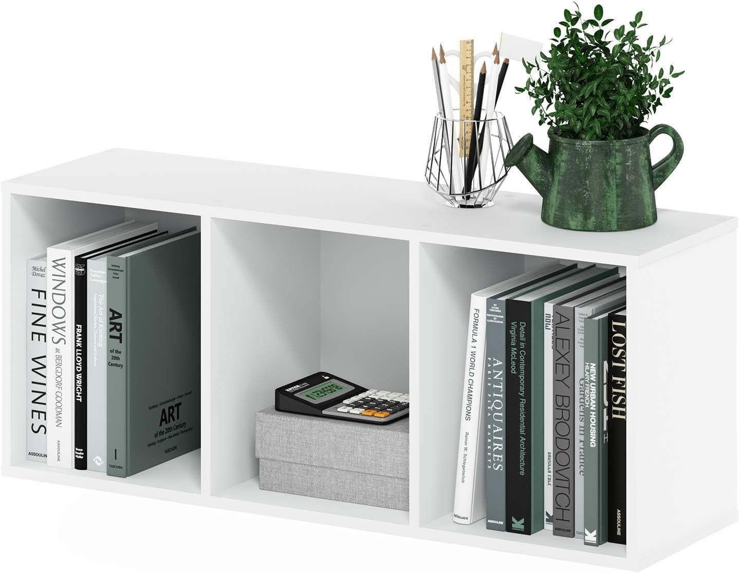3 Cube Wooden Bookcase Small Storage Shelf Compact Organizer Bookshelf White
